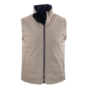 Flannel & Microfiber Reversible Vest in Tan/Navy
