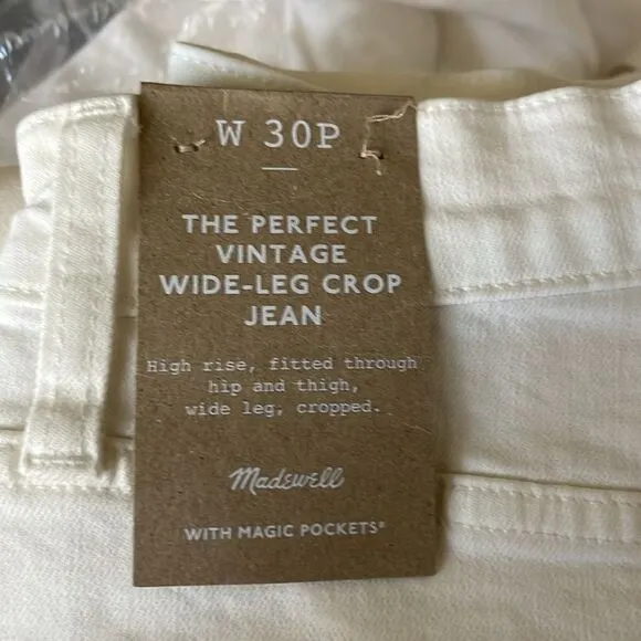 *Flaw Dirty Spot* Madewell NWT Petite Perfect Vintage Wide Leg Crop Jeans 30P