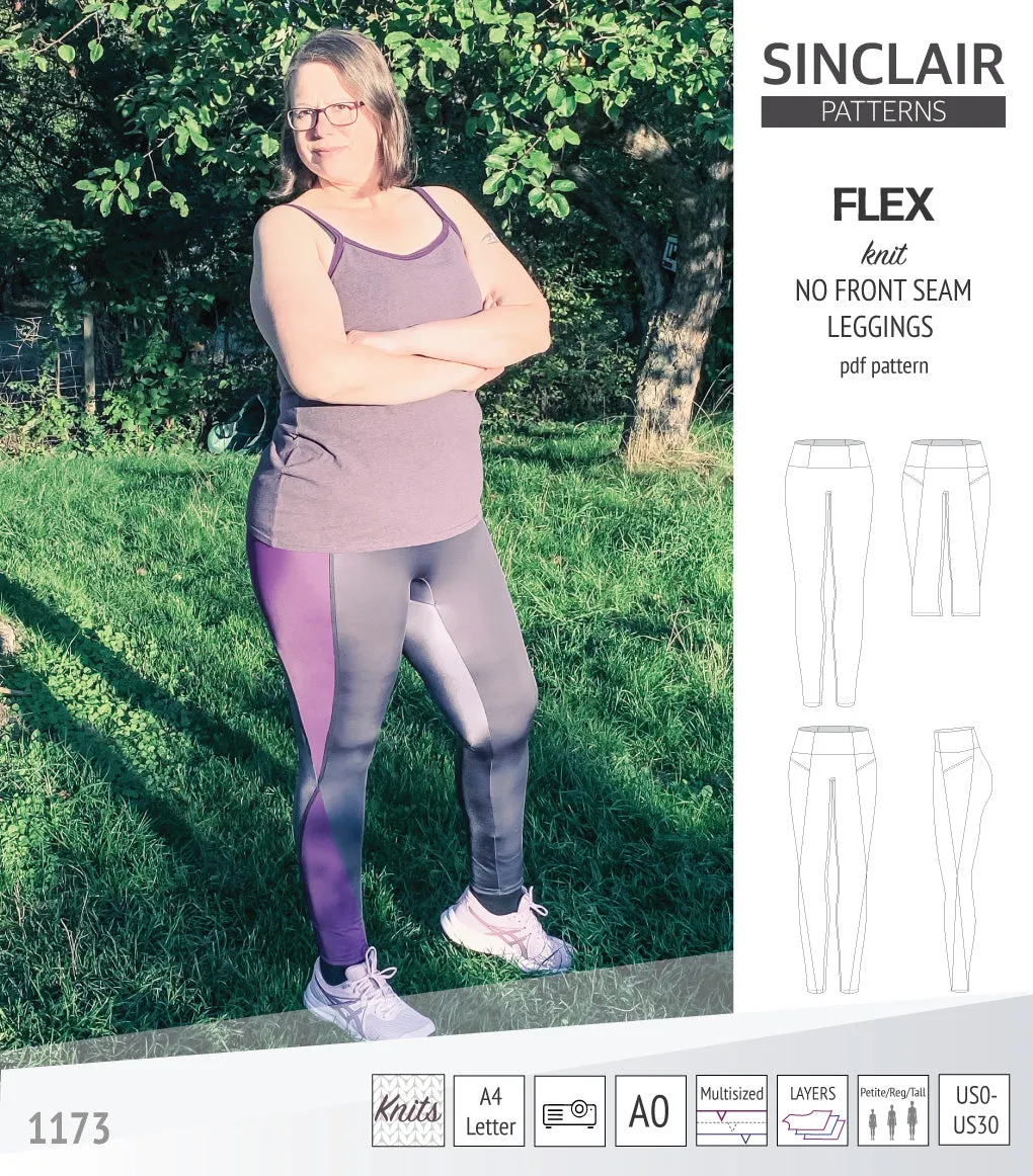 Flex no front seam leggings with colorblocking (PDF)