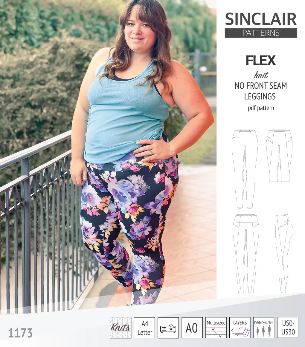Flex no front seam leggings with colorblocking (PDF)