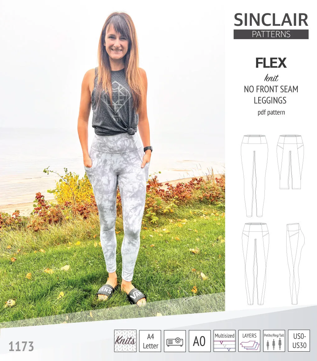 Flex no front seam leggings with colorblocking (PDF)