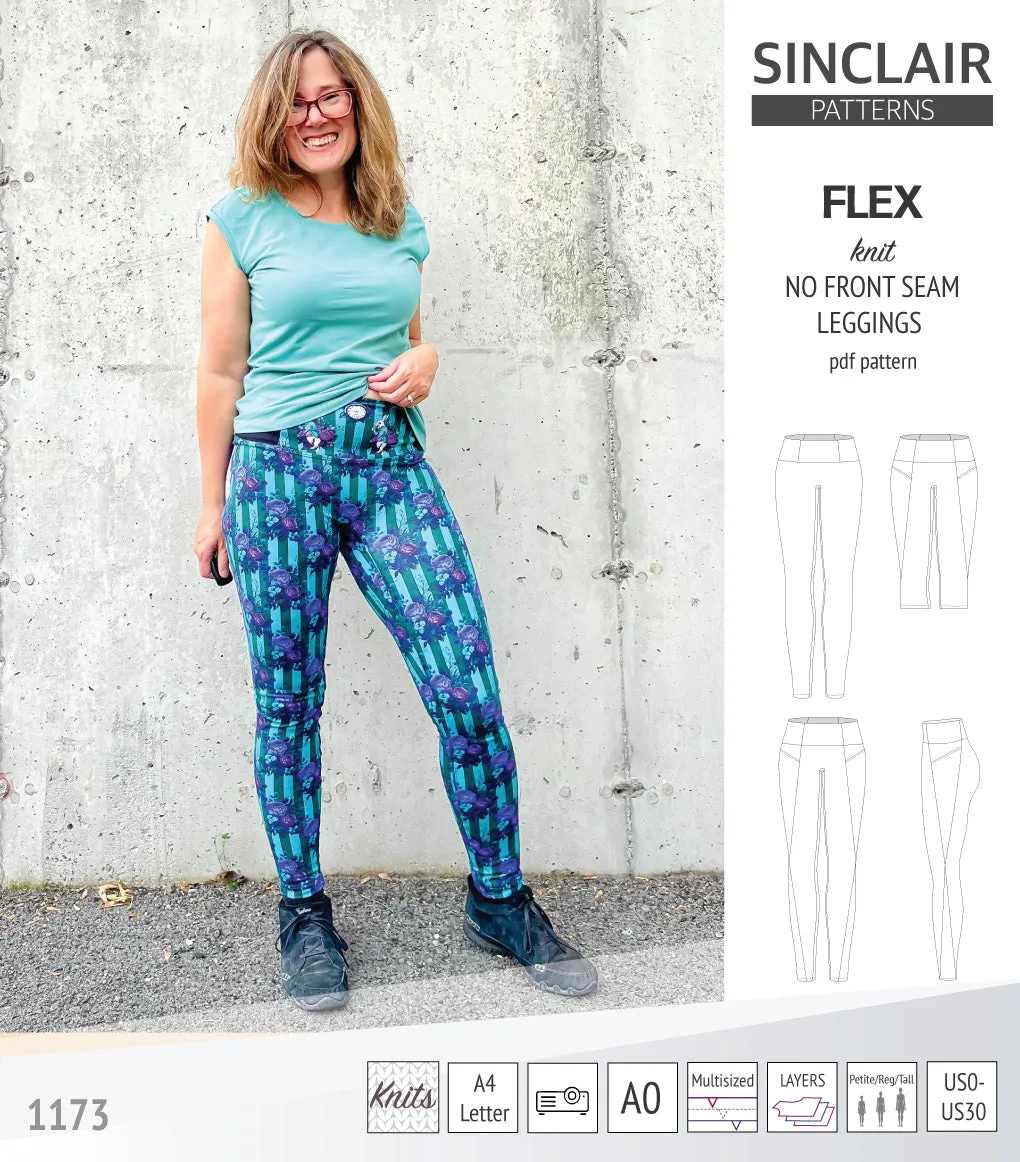 Flex no front seam leggings with colorblocking (PDF)