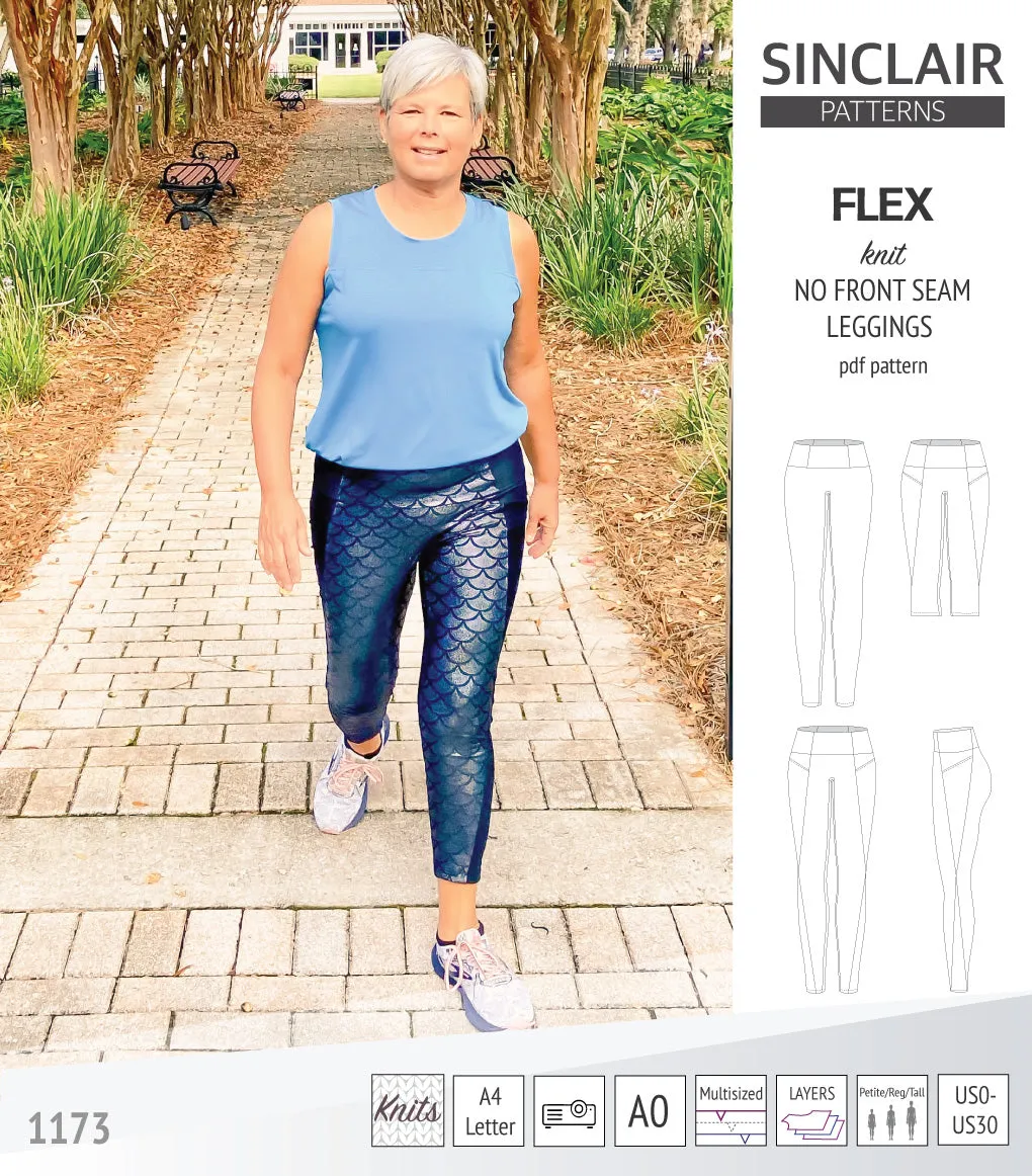 Flex no front seam leggings with colorblocking (PDF)