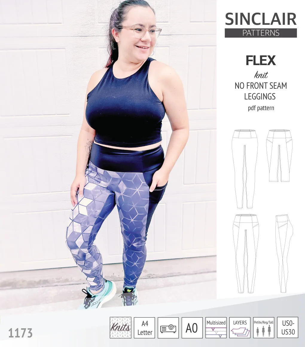 Flex no front seam leggings with colorblocking (PDF)