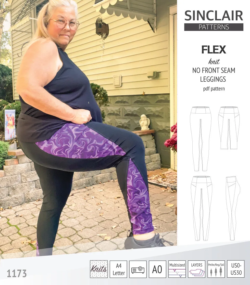 Flex no front seam leggings with colorblocking (PDF)