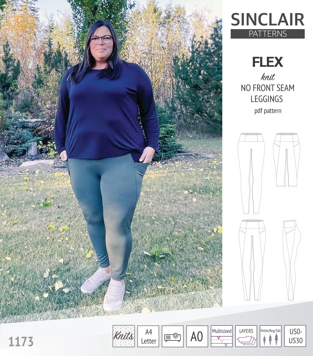 Flex no front seam leggings with colorblocking (PDF)