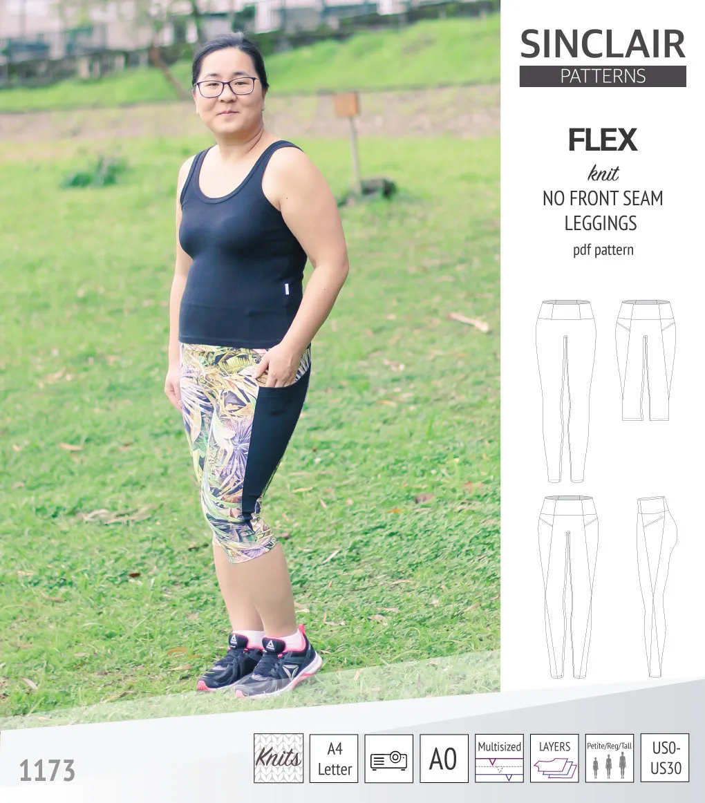 Flex no front seam leggings with colorblocking (PDF)