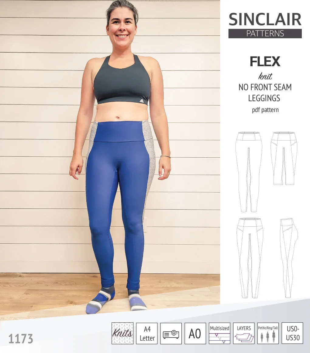 Flex no front seam leggings with colorblocking (PDF)