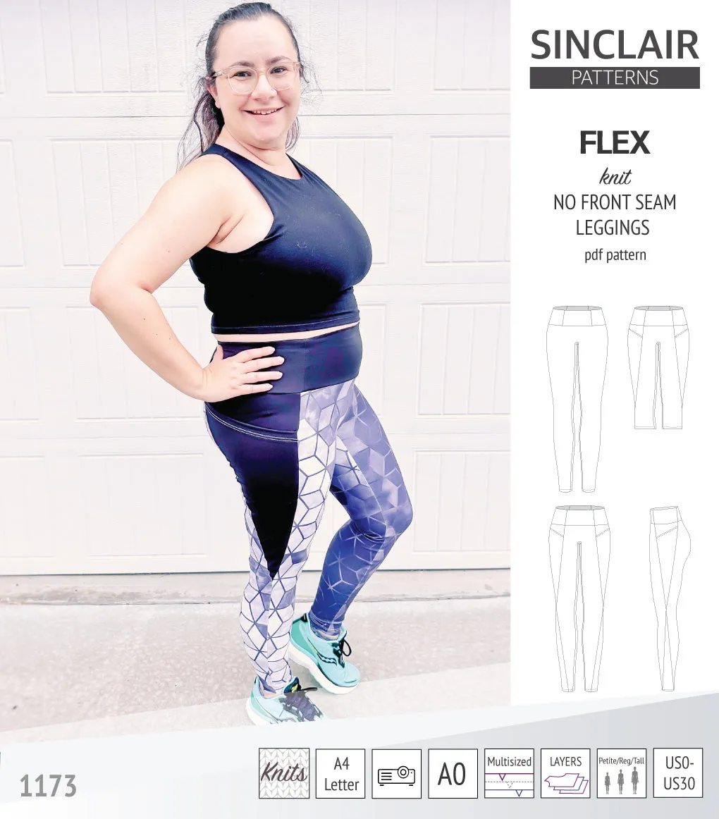 Flex no front seam leggings with colorblocking (PDF)