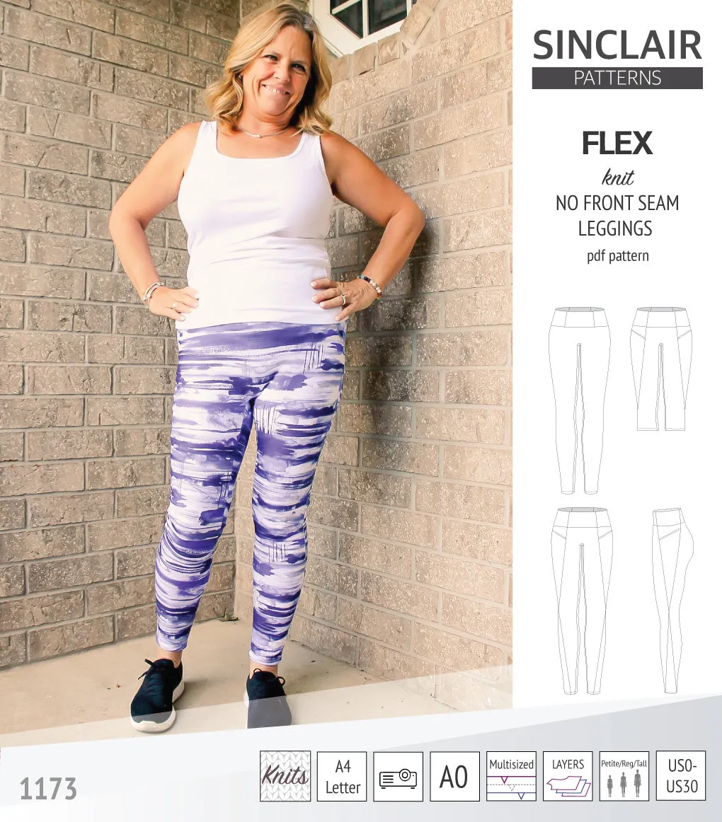 Flex no front seam leggings with colorblocking (PDF)