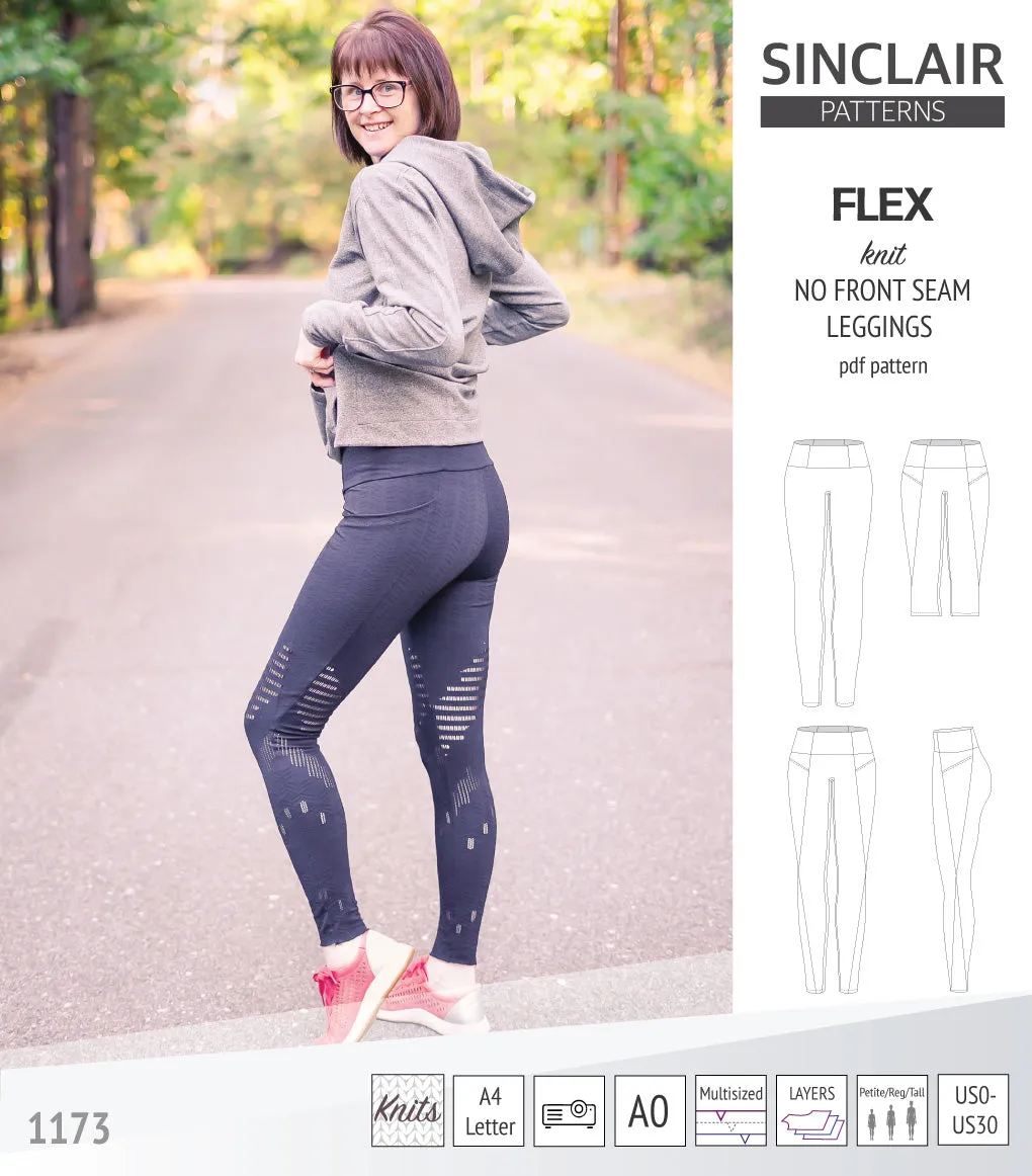 Flex no front seam leggings with colorblocking (PDF)