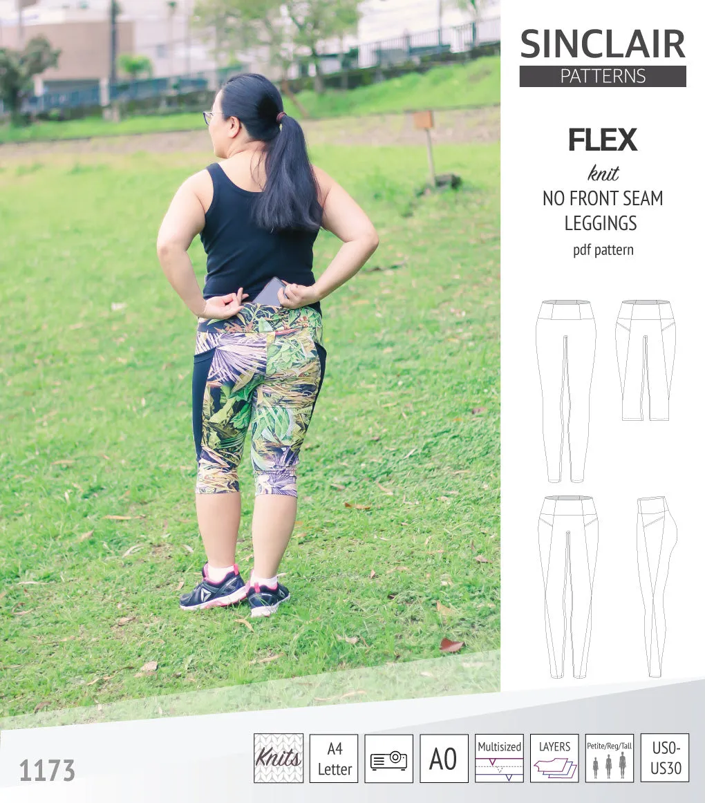Flex no front seam leggings with colorblocking (PDF)