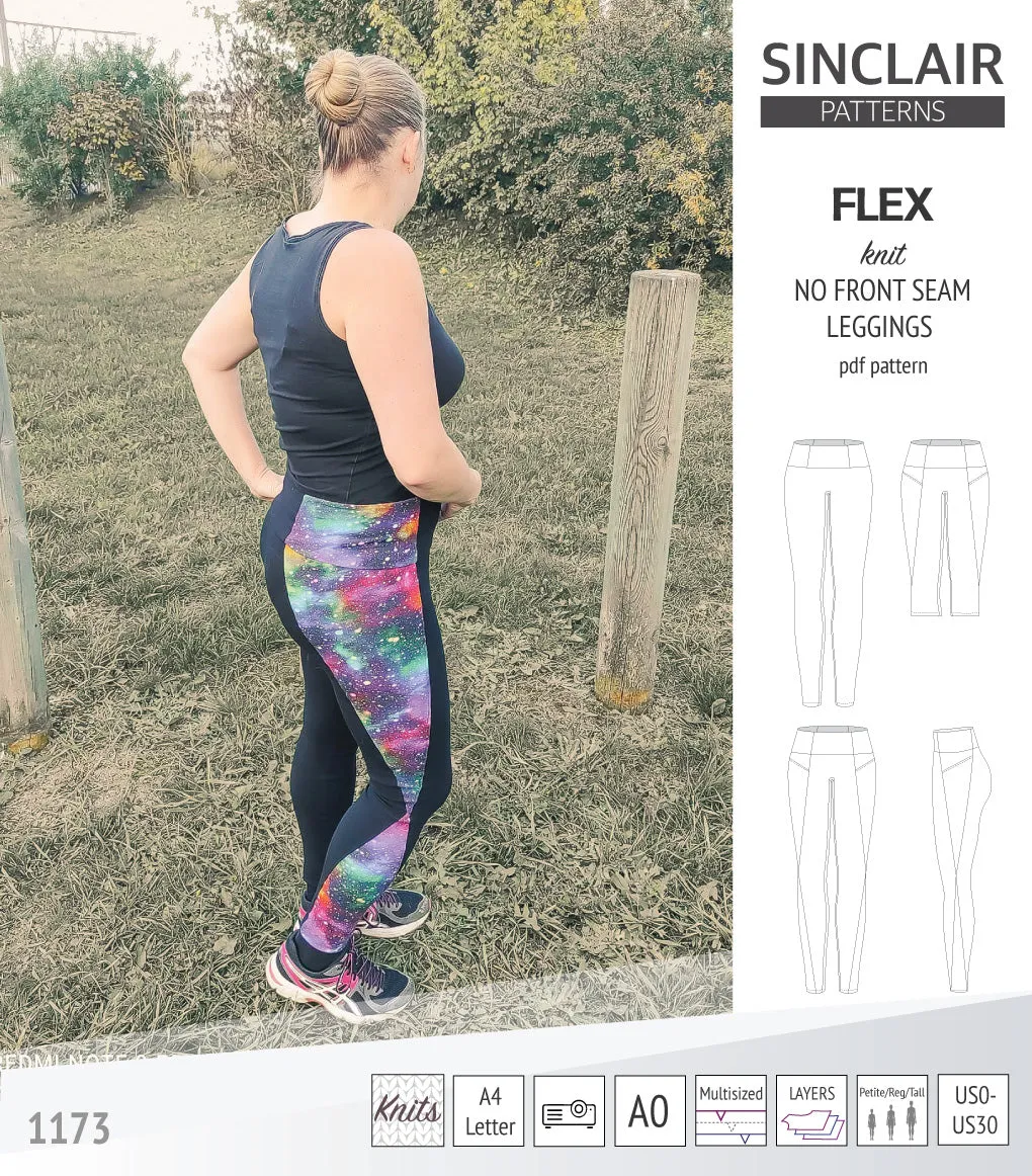 Flex no front seam leggings with colorblocking (PDF)