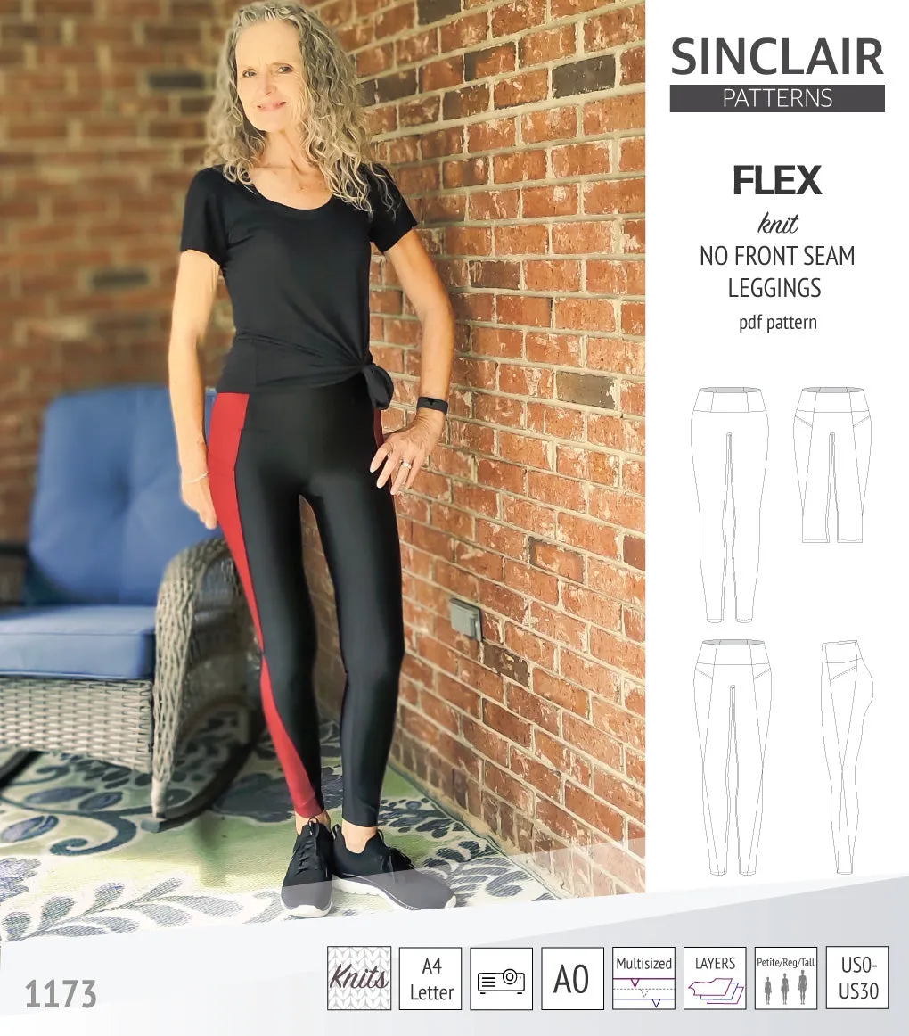 Flex no front seam leggings with colorblocking (PDF)
