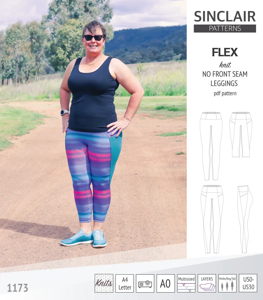 Flex no front seam leggings with colorblocking (PDF)