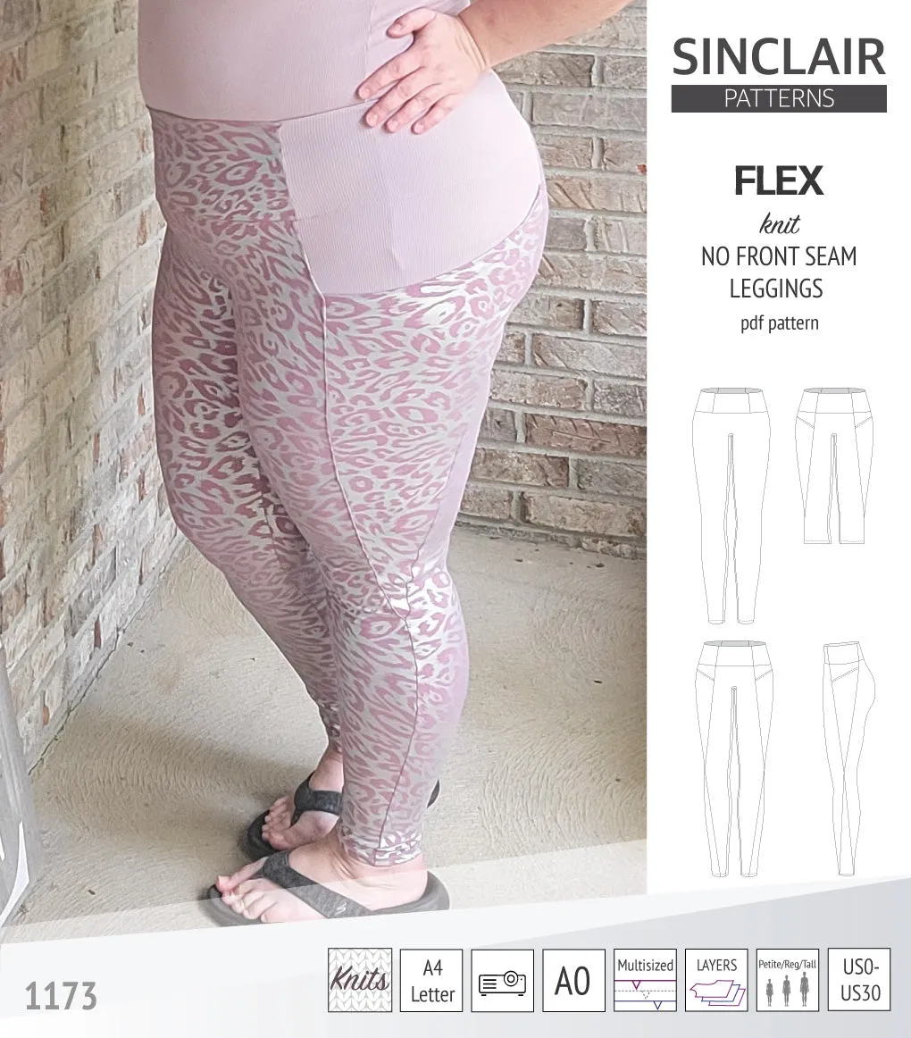 Flex no front seam leggings with colorblocking (PDF)