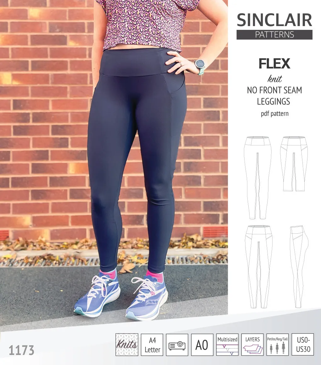 Flex no front seam leggings with colorblocking (PDF)