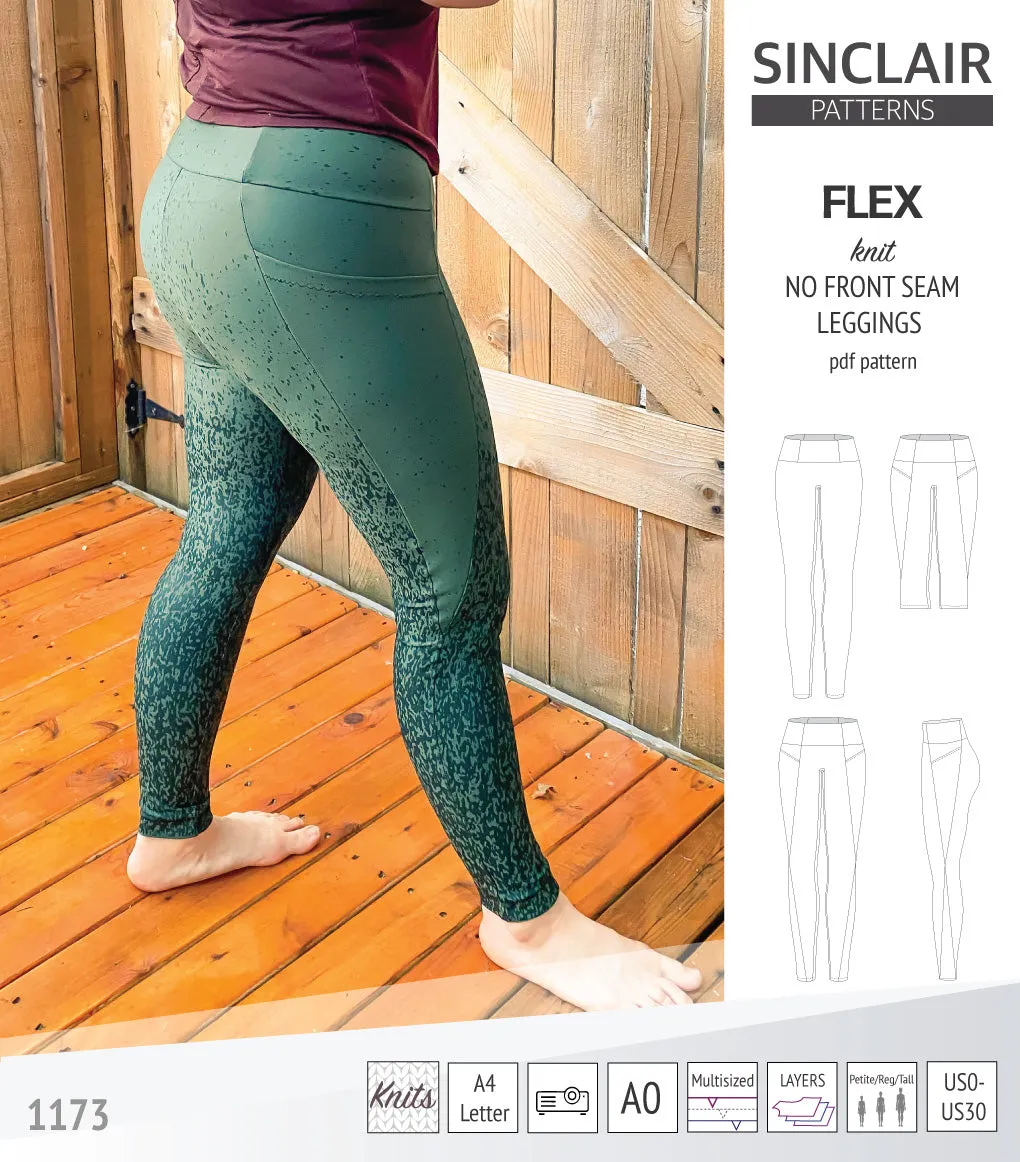 Flex no front seam leggings with colorblocking (PDF)