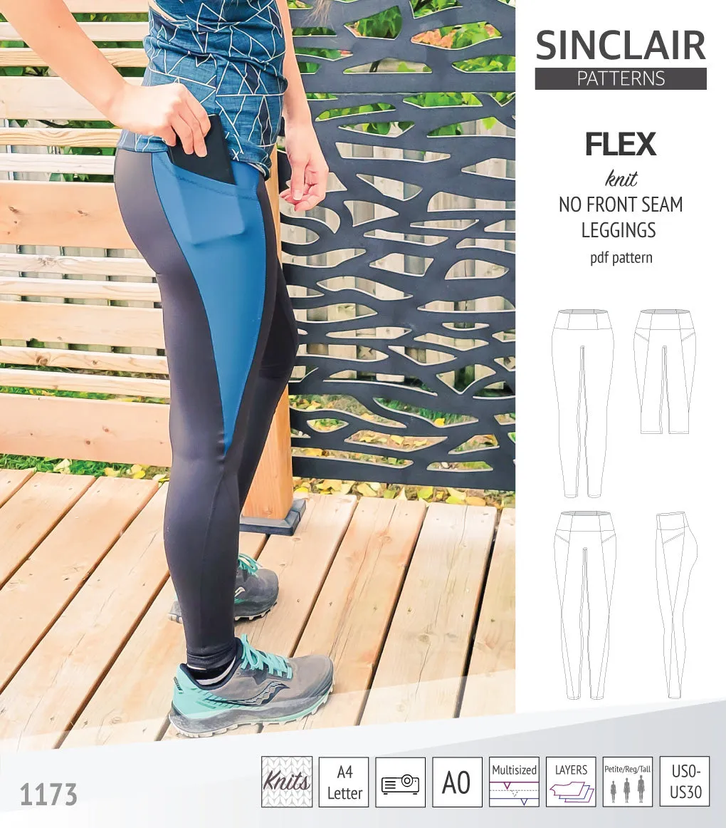 Flex no front seam leggings with colorblocking (PDF)
