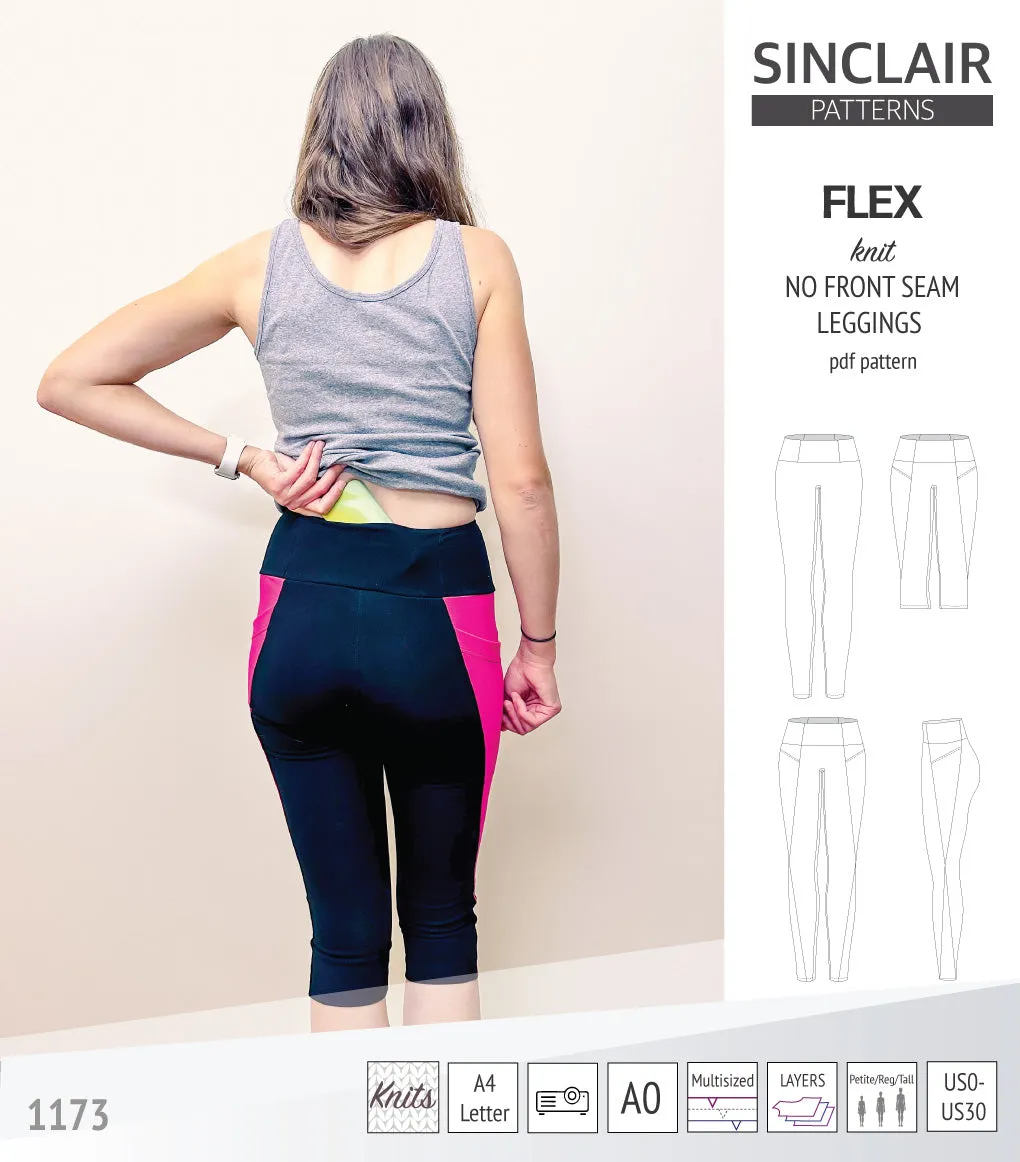 Flex no front seam leggings with colorblocking (PDF)