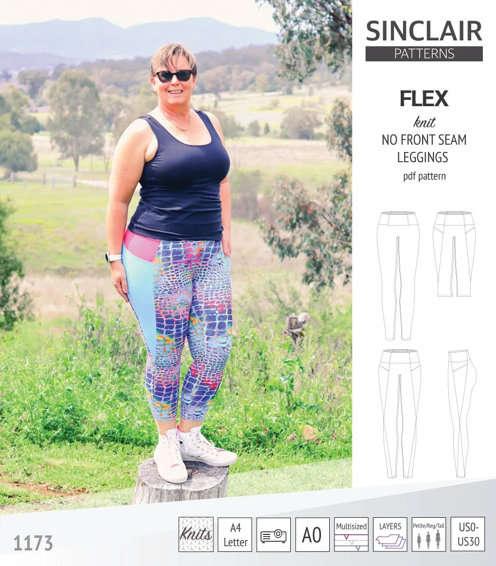 Flex no front seam leggings with colorblocking (PDF)