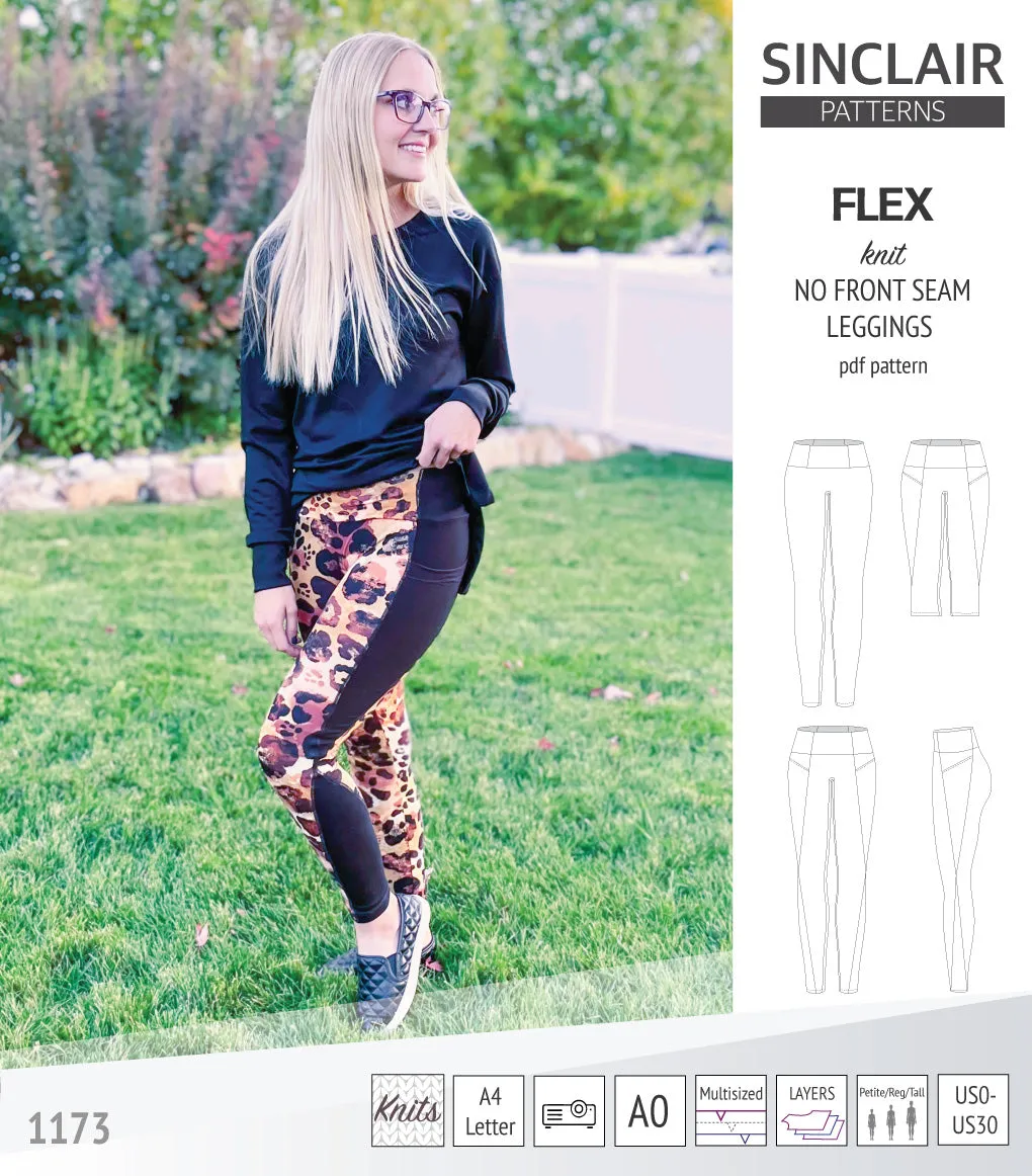 Flex no front seam leggings with colorblocking (PDF)