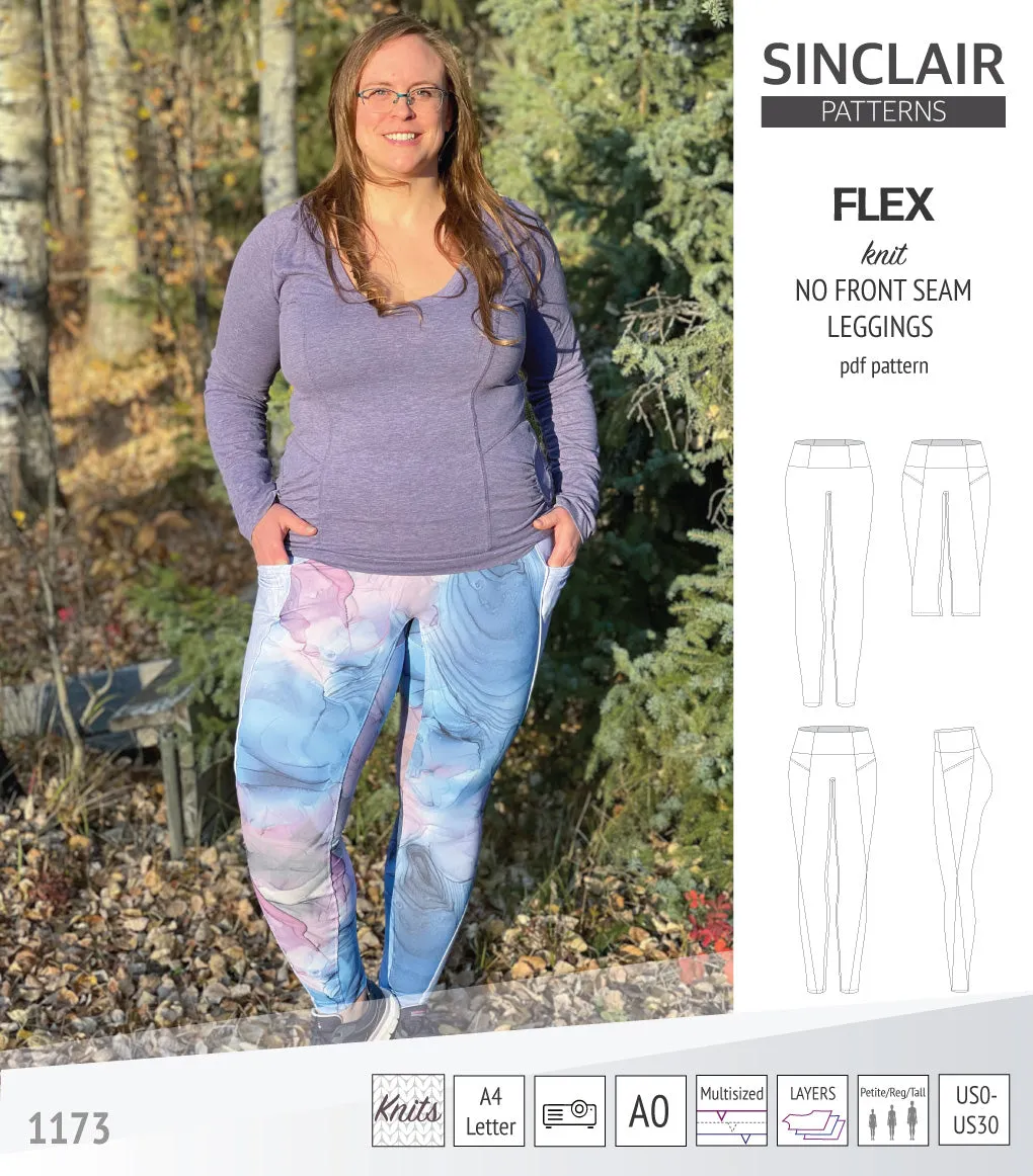 Flex no front seam leggings with colorblocking (PDF)