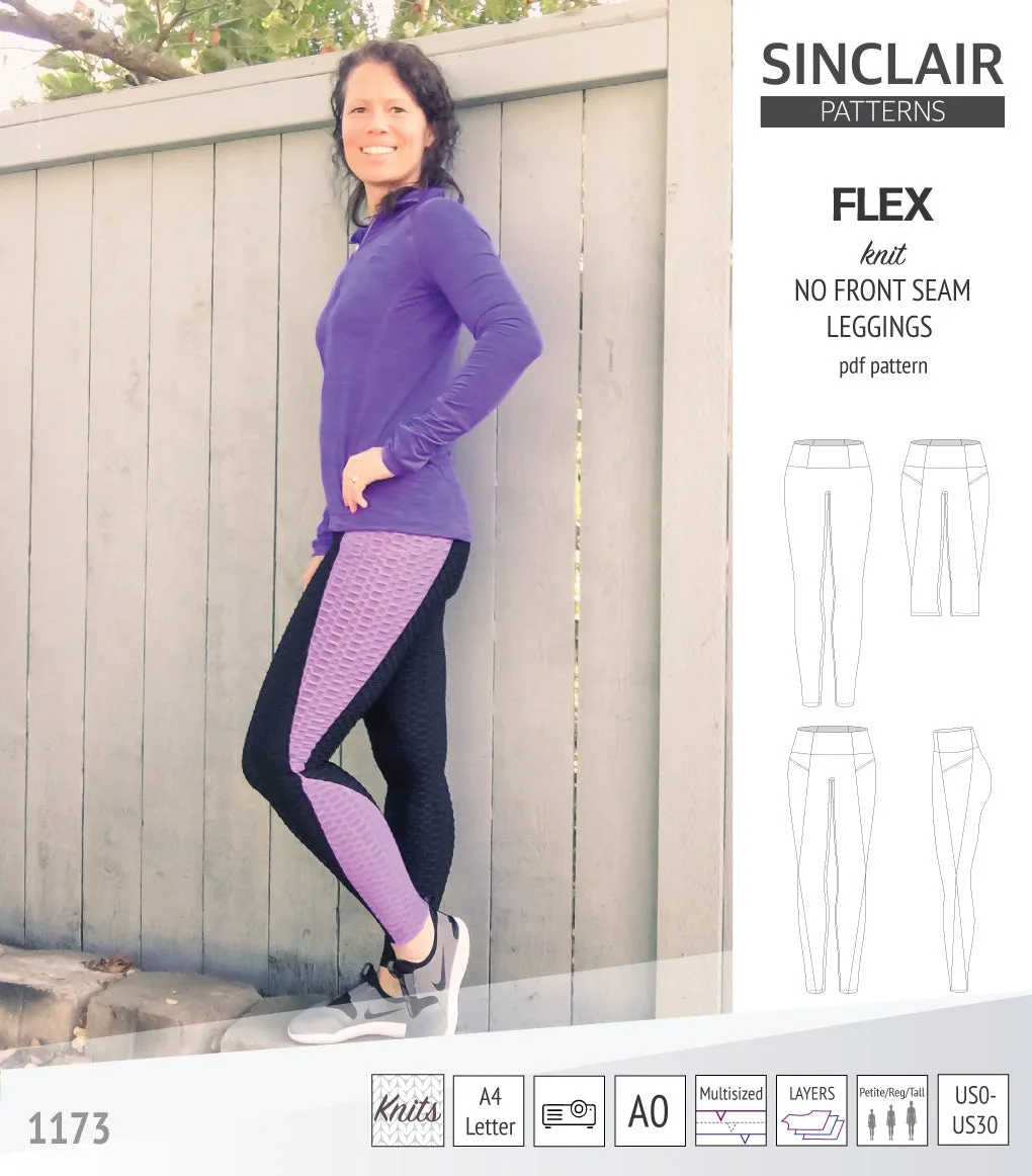 Flex no front seam leggings with colorblocking (PDF)