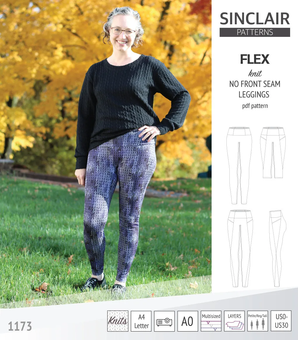 Flex no front seam leggings with colorblocking (PDF)