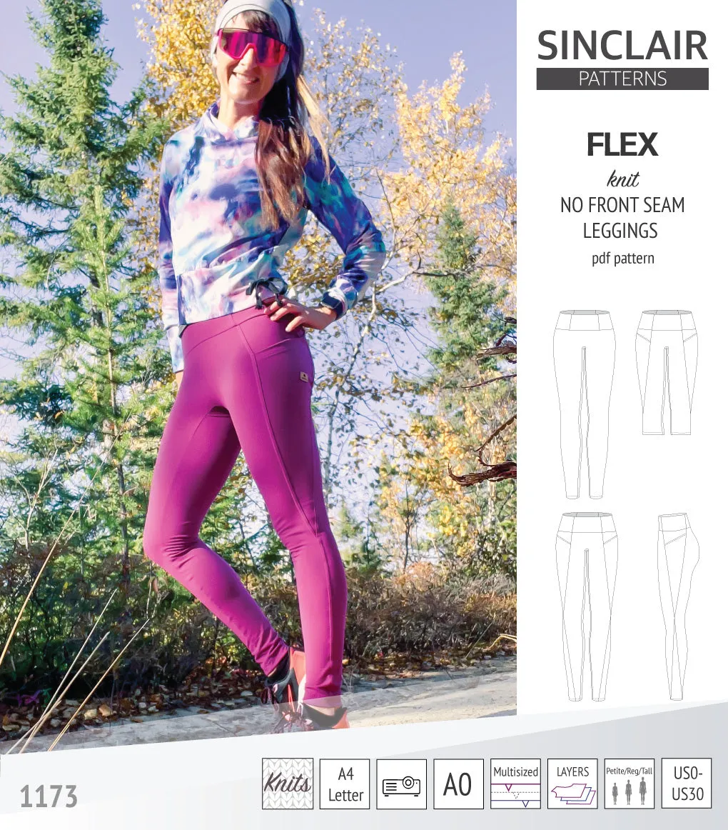 Flex no front seam leggings with colorblocking (PDF)
