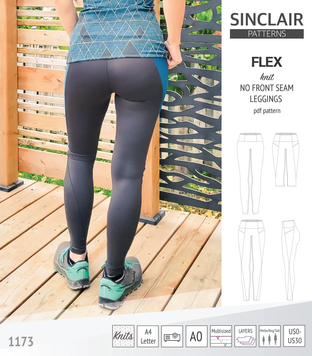 Flex no front seam leggings with colorblocking (PDF)