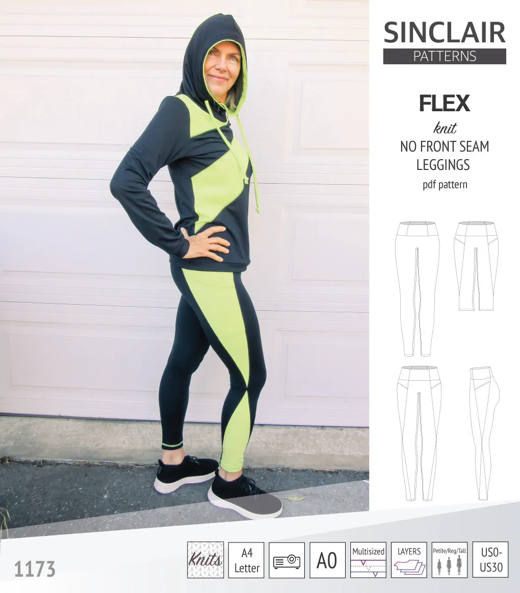 Flex no front seam leggings with colorblocking (PDF)