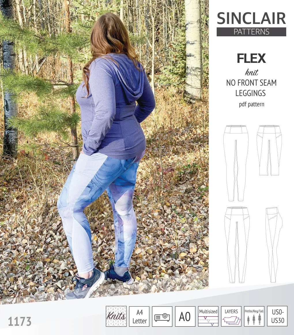 Flex no front seam leggings with colorblocking (PDF)