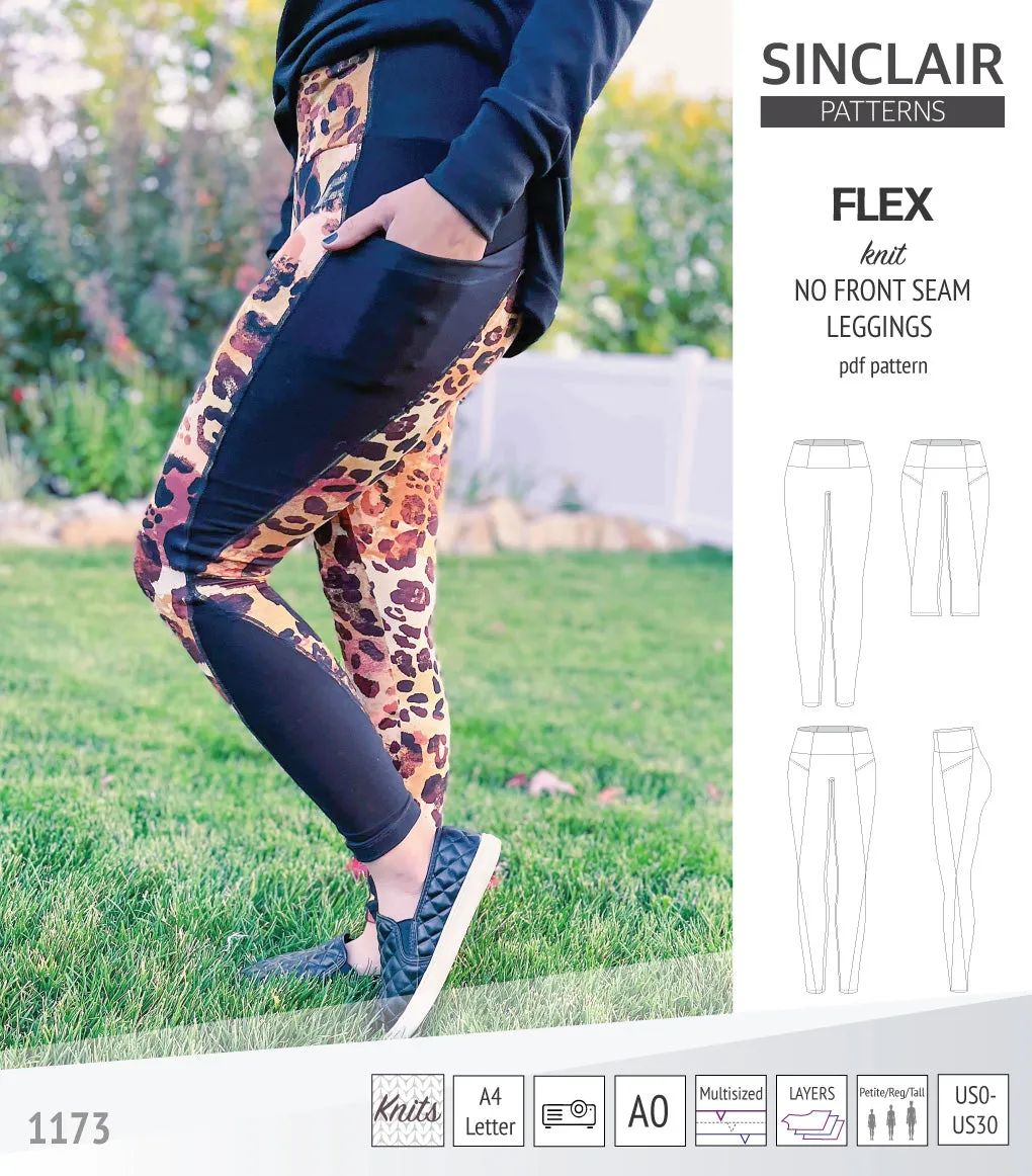 Flex no front seam leggings with colorblocking (PDF)
