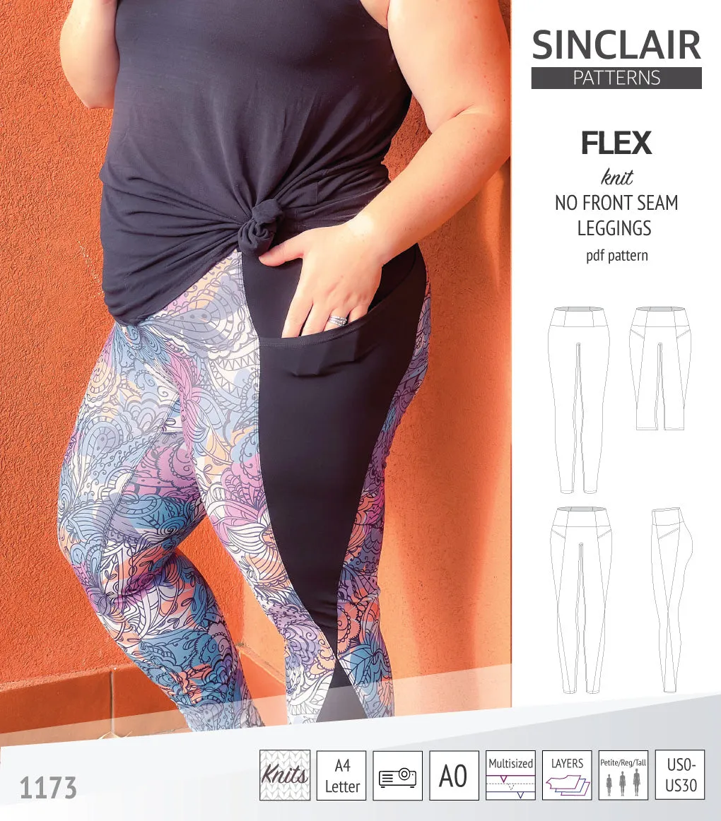 Flex no front seam leggings with colorblocking (PDF)