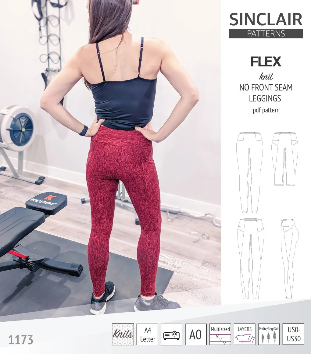 Flex no front seam leggings with colorblocking (PDF)