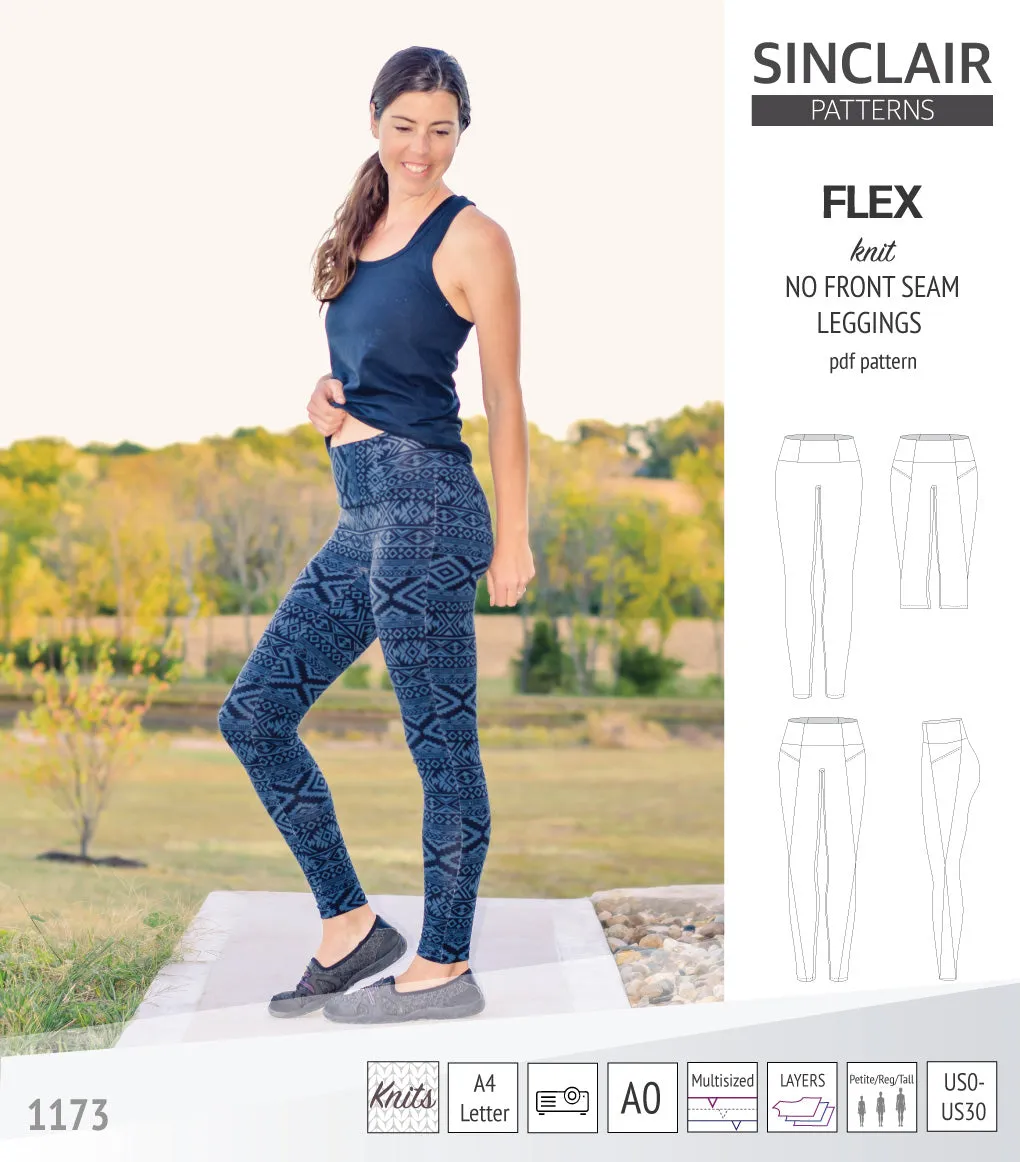 Flex no front seam leggings with colorblocking (PDF)