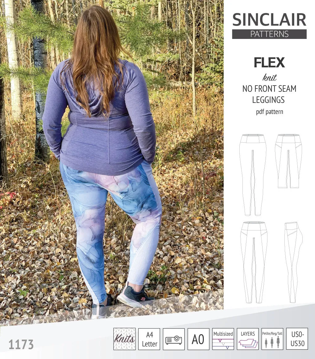Flex no front seam leggings with colorblocking (PDF)