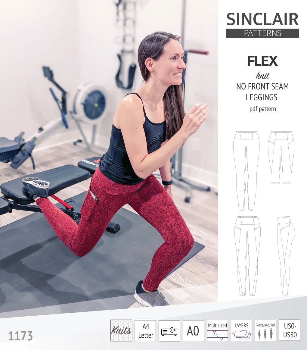 Flex no front seam leggings with colorblocking (PDF)
