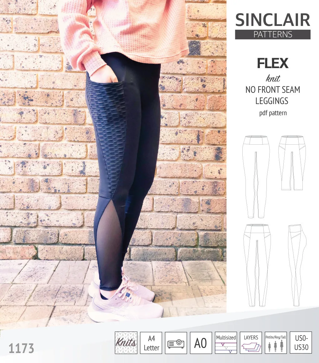 Flex no front seam leggings with colorblocking (PDF)