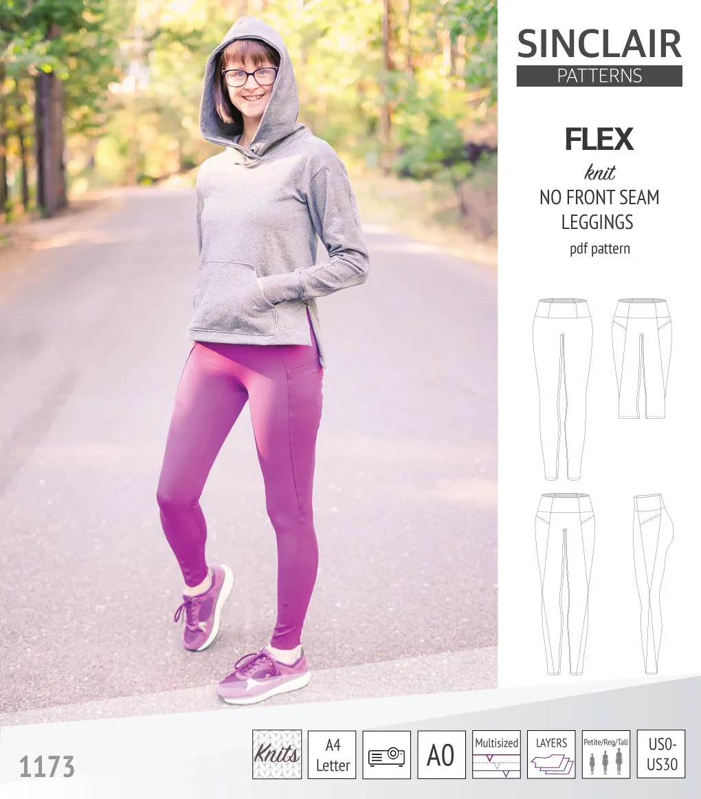 Flex no front seam leggings with colorblocking (PDF)