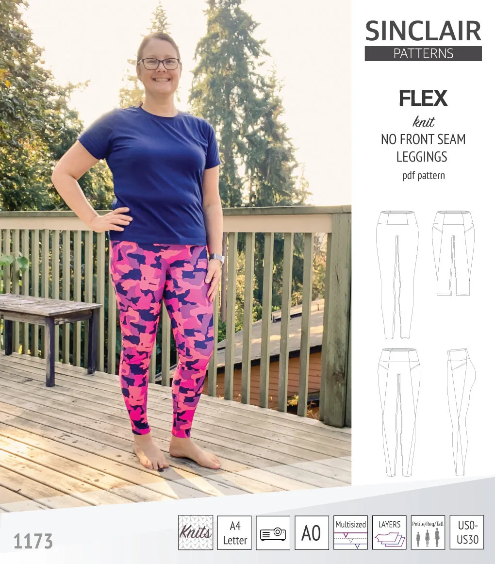 Flex no front seam leggings with colorblocking (PDF)