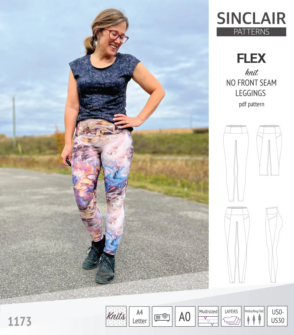 Flex no front seam leggings with colorblocking (PDF)