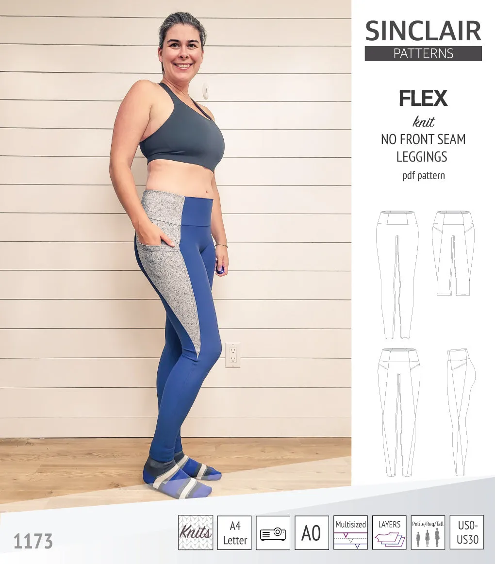 Flex no front seam leggings with colorblocking (PDF)