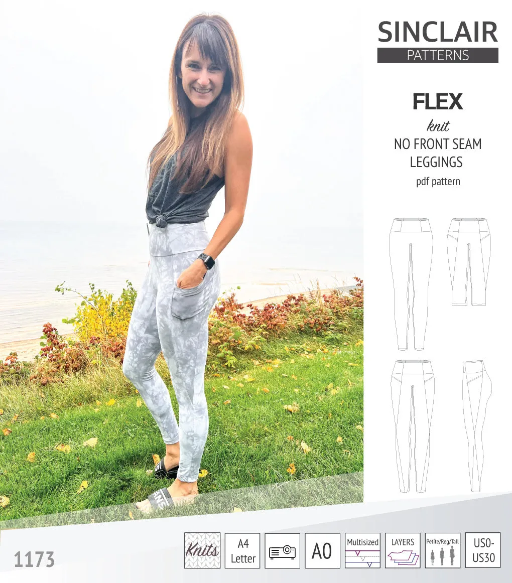 Flex no front seam leggings with colorblocking (PDF)