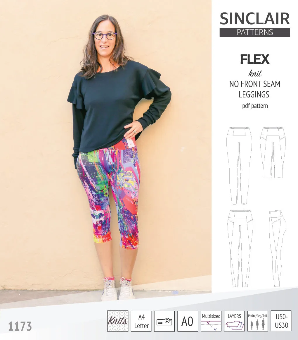 Flex no front seam leggings with colorblocking (PDF)