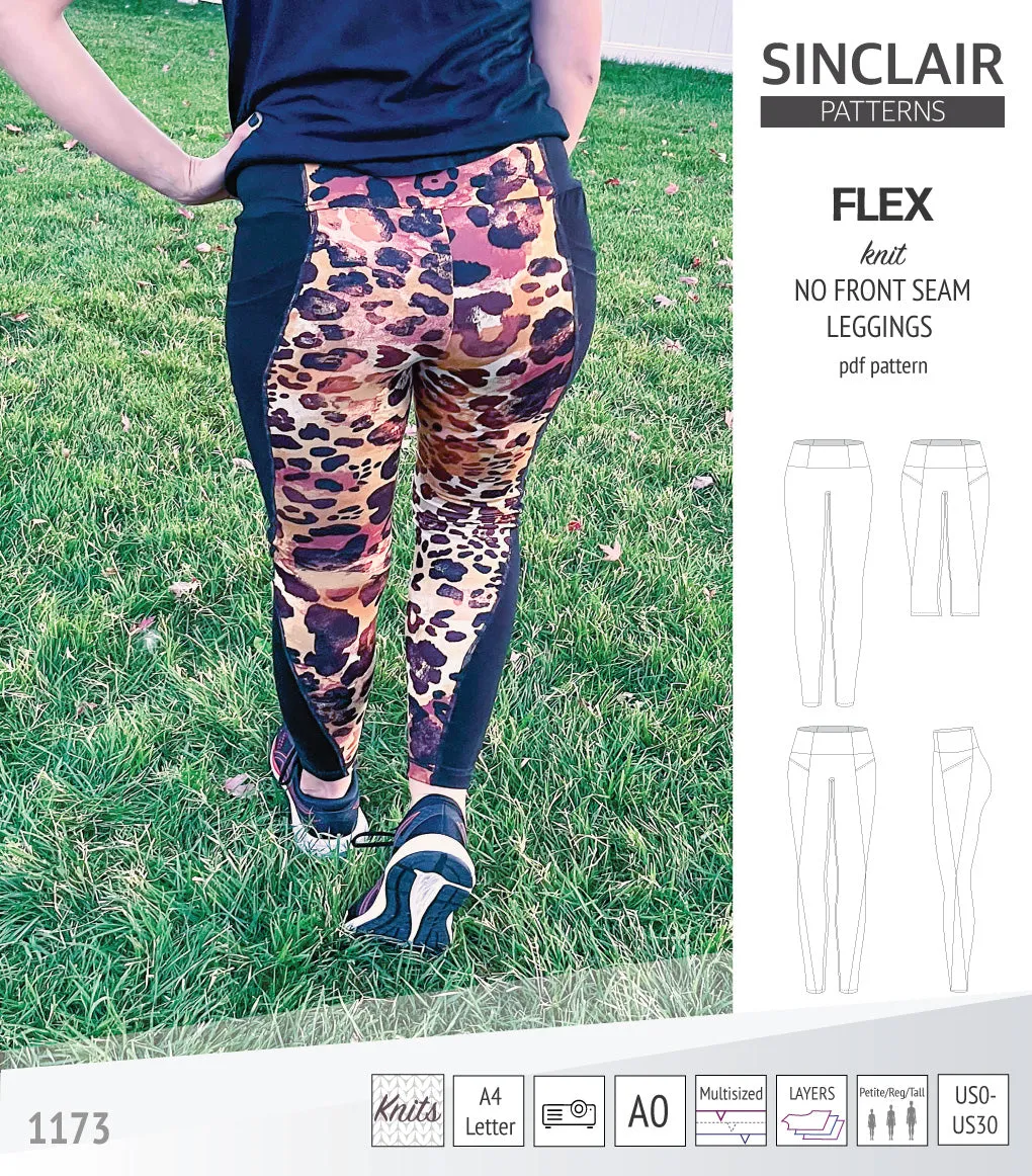 Flex no front seam leggings with colorblocking (PDF)