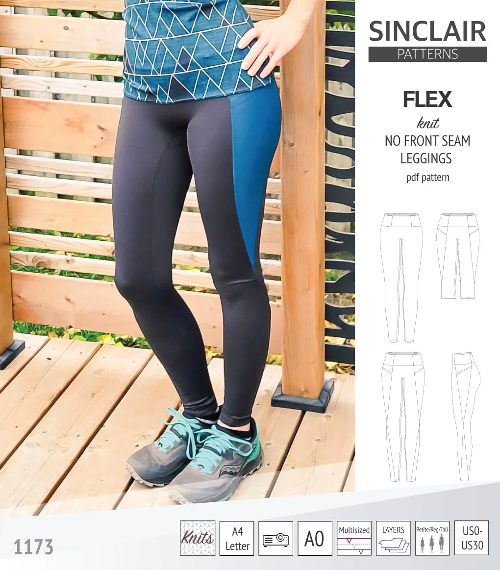 Flex no front seam leggings with colorblocking (PDF)