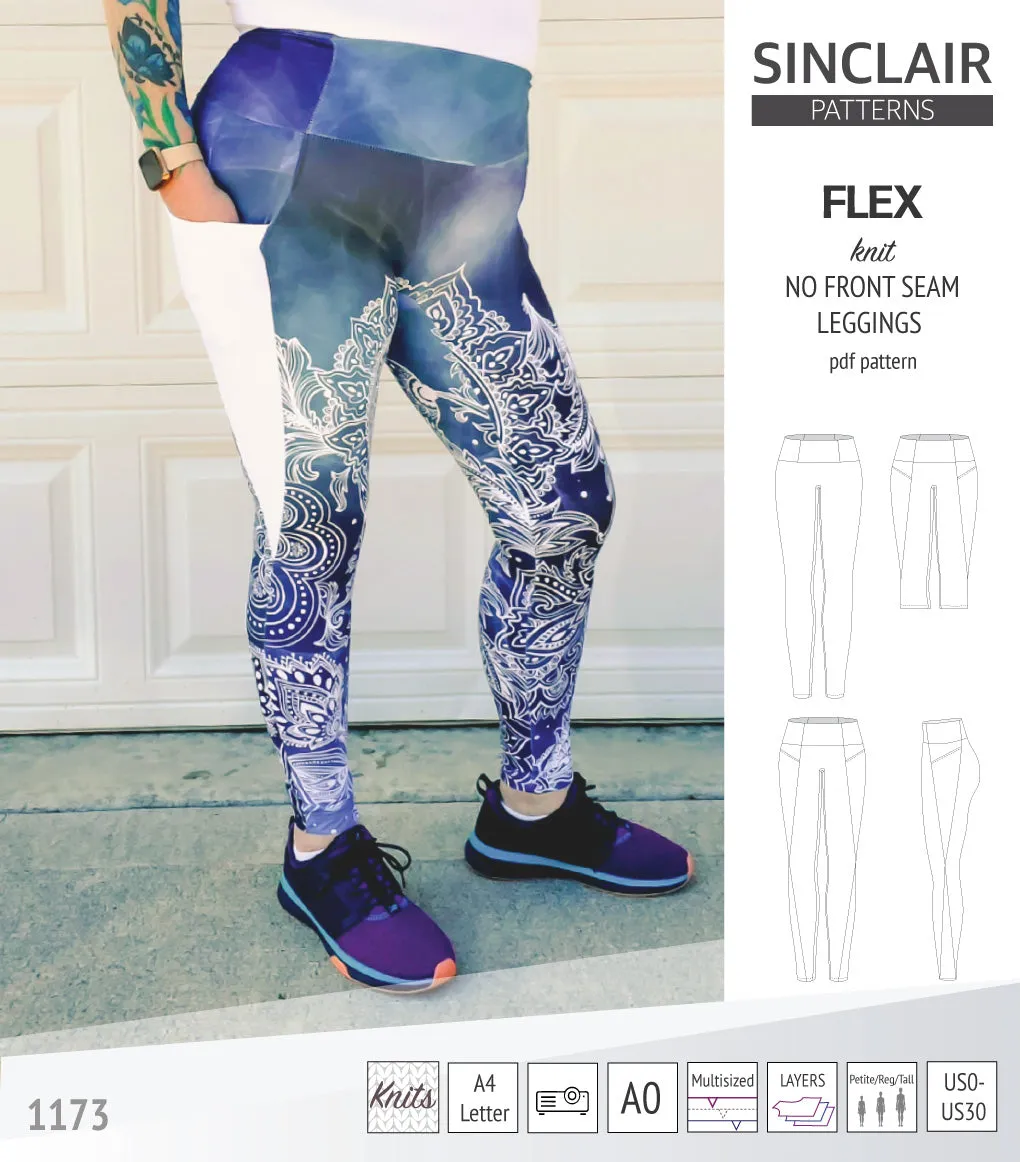 Flex no front seam leggings with colorblocking (PDF)