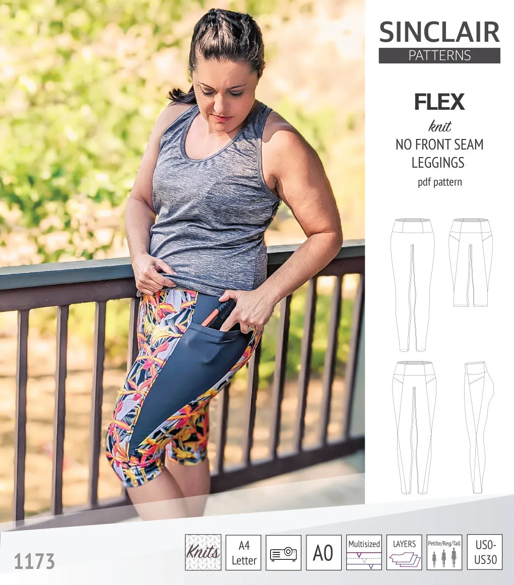 Flex no front seam leggings with colorblocking (PDF)